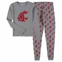 Outerstuff Youth Heathered Gray Washington State Cougars Long Sleeve T-Shirt & Pant Sleep Set