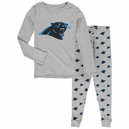 Outerstuff Preschool Heathered Gray Carolina Panthers Long Sleeve T-Shirt & Pants Sleep Set 3 Outerstuff Preschool Heathered Gray Carolina Panthers Long Sleeve T-Shirt & Pants Sleep Set