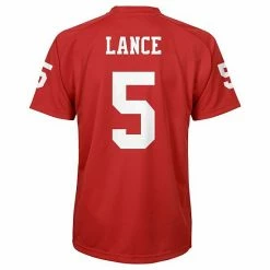 Outerstuff Youth Trey Lance Scarlet San Francisco 49ers Performance Name & Number Raglan V-Neck T-Shirt -Outerstuff shop unnamed file 8104