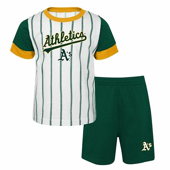 Outerstuff Infant Green/Gold Oakland Athletics Position Player T-Shirt & Shorts Set 4 Outerstuff Infant Green/Gold Oakland Athletics Position Player T-Shirt & Shorts Set - Image 2