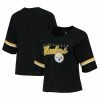 Outerstuff Juniors Black Pittsburgh Steelers Burnout Raglan Half-Sleeve T-Shirt
