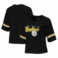 Outerstuff Juniors Black Pittsburgh Steelers Burnout Raglan Half-Sleeve T-Shirt