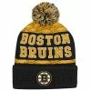 Outerstuff Youth Black Boston Bruins Puck Pattern Cuffed Knit Hat With Pom