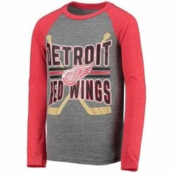 Outerstuff Youth Heathered Gray/Heathered Red Detroit Red Wings Square Up Raglan Tri-Blend Long Sleeve T-Shirt -Outerstuff shop unnamed file 8208