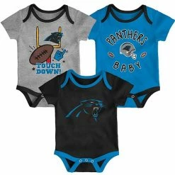 Outerstuff Infant Black/Blue/Heathered Gray Carolina Panthers Champ 3-Pack Bodysuit Set