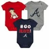Outerstuff Infant Navy/Red/Gray Atlanta Braves Born To Win 3-Pack Bodysuit Set