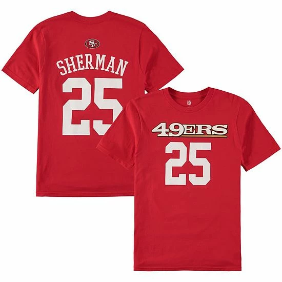 Outerstuff Youth Richard Sherman Scarlet San Francisco 49ers Mainliner Player Name & Number T-Shirt 3 Outerstuff Youth Richard Sherman Scarlet San Francisco 49ers Mainliner Player Name & Number T-Shirt