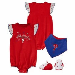 Outerstuff Girls Newborn & Infant Red Philadelphia Phillies Three-Piece Bodysuit Bib & Bootie Set
