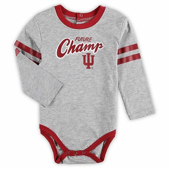 Outerstuff Infant Heathered Gray/Crimson Indiana Hoosiers Little Kicker Long Sleeve Bodysuit And Sweatpants Set 5 Outerstuff Infant Heathered Gray/Crimson Indiana Hoosiers Little Kicker Long Sleeve Bodysuit And Sweatpants Set - Image 3