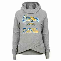 Outerstuff Girls Youth Heathered Gray Los Angeles Chargers Dye Hard Fan Funnel Neck Pullover Hoodie