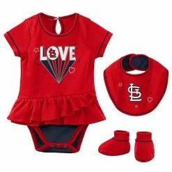 Outerstuff Girls Newborn & Infant Red St. Louis Cardinals Play Your Best Bodysuit, Bib & Booties Set