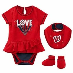 Outerstuff Girls Newborn & Infant Red Washington Nationals Play Your Best Bodysuit, Bib & Booties Set