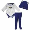 Outerstuff Newborn & Infant White/Purple Baltimore Ravens Dream Team Onesie Pants & Hat Set