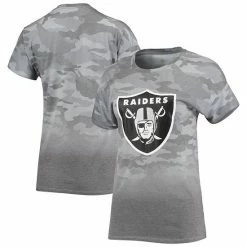 Outerstuff Juniors Gray/Black Las Vegas Raiders Beth Camo Dip-Dye T-Shirt
