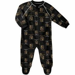 Outerstuff Infant Black Vegas Golden Knights Team Print Raglan Zip Coverall