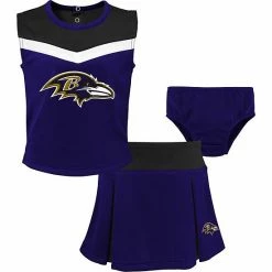 Outerstuff Girls Preschool Purple Baltimore Ravens Two-Piece Spirit Cheer Cheerleader Set With Bloomers