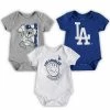 Outerstuff Infant Royal/Heathered Gray/White Los Angeles Dodgers Change Up 3-Pack Bodysuit Set