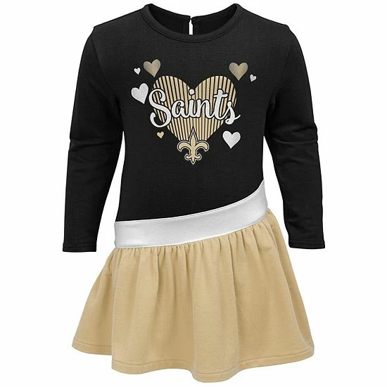 Outerstuff Girls Infant Black New Orleans Saints All Hearts Jersey Long Sleeve Dress 3 Outerstuff Girls Infant Black New Orleans Saints All Hearts Jersey Long Sleeve Dress