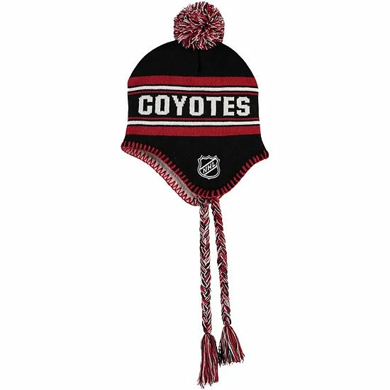 Outerstuff Youth Black Arizona Coyotes Jacquard Tassel Knit Hat With Pom 3 Outerstuff Youth Black Arizona Coyotes Jacquard Tassel Knit Hat With Pom