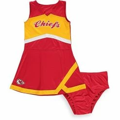 Outerstuff Girls Preschool Red/Yellow Kansas City Chiefs Cheer Captain Jumper Dress