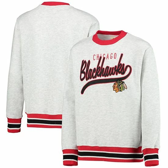 Outerstuff Youth Heathered Gray Chicago Blackhawks Legends Pullover Sweatshirt 4 Outerstuff Youth Heathered Gray Chicago Blackhawks Legends Pullover Sweatshirt - Image 2