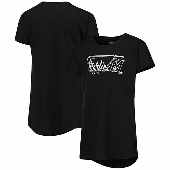 Outerstuff Youth Black Miami Marlins Horizon Dolman T-Shirt 4 Outerstuff Youth Black Miami Marlins Horizon Dolman T-Shirt - Image 2