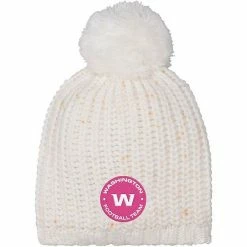 Outerstuff Girls Youth White Washington Football Team Nep Yarn Beanie With Pom