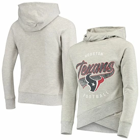 Outerstuff Girls Youth Heathered Gray Houston Texans Bossy Funnel Neck Raglan Pullover Hoodie 3 Outerstuff Girls Youth Heathered Gray Houston Texans Bossy Funnel Neck Raglan Pullover Hoodie