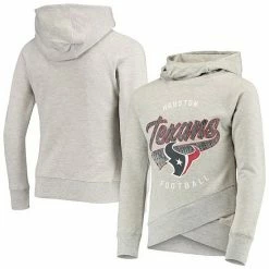 Alternative view of Outerstuff Girls Youth Heathered Gray Houston Texans Bossy Funnel Neck Raglan Pullover Hoodie