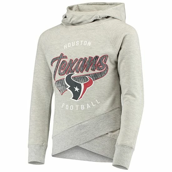 Outerstuff Girls Youth Heathered Gray Houston Texans Bossy Funnel Neck Raglan Pullover Hoodie 5 Outerstuff Girls Youth Heathered Gray Houston Texans Bossy Funnel Neck Raglan Pullover Hoodie - Image 3