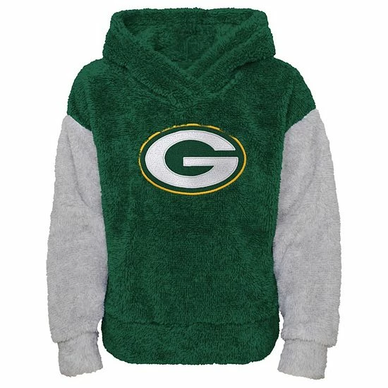 Outerstuff Girls Youth Green/Gray Green Bay Packers Game Time Teddy Fleece Pullover Hoodie 3 Outerstuff Girls Youth Green/Gray Green Bay Packers Game Time Teddy Fleece Pullover Hoodie