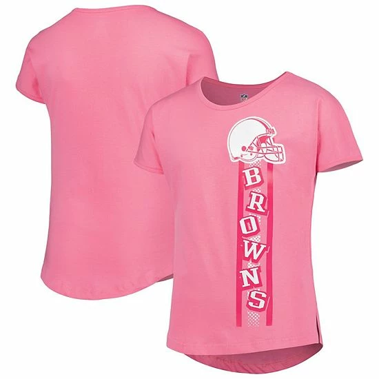 Outerstuff Girls Youth Pink Cleveland Browns Fair Catch Dolman T-Shirt 3 Outerstuff Girls Youth Pink Cleveland Browns Fair Catch Dolman T-Shirt