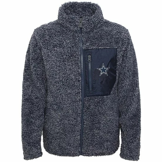 Outerstuff Juniors Navy Dallas Cowboys Intercepting Teddy Full-Zip Jacket 3 Outerstuff Juniors Navy Dallas Cowboys Intercepting Teddy Full-Zip Jacket