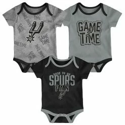 Outerstuff Infant Black/Silver/Heathered Gray San Antonio Spurs Game Time Three-Piece Bodysuit Set