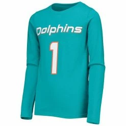 Outerstuff Youth Tua Tagovailoa Aqua Miami Dolphins Mainliner Player Name & Number Long Sleeve T-Shirt -Outerstuff shop unnamed file 9090