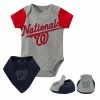 Outerstuff Newborn & Infant Heathered Gray Washington Nationals Three-Piece Bodysuit Bib & Bootie Set