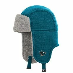 Alternative view of Outerstuff Youth Teal San Jose Sharks Flat Knit Trapper Hat