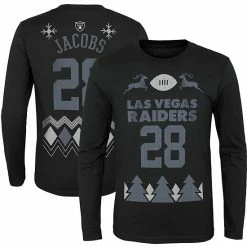 Outerstuff Youth Josh Jacobs Black Las Vegas Raiders Holiday Name & Number Long Sleeve T-Shirt -Outerstuff shop unnamed file 9131