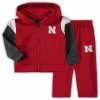 Outerstuff Toddler Scarlet Nebraska Huskers Poly Fleece Full-Zip Hoodie And Pants Set