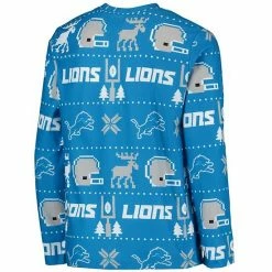 Outerstuff Youth Blue Detroit Lions Logo Allover Print Long Sleeve T-Shirt & Pants Holiday Pajamas Sleep Set -Outerstuff shop unnamed file 9196