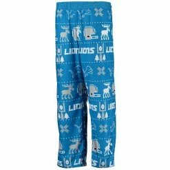 Outerstuff Youth Blue Detroit Lions Logo Allover Print Long Sleeve T-Shirt & Pants Holiday Pajamas Sleep Set -Outerstuff shop unnamed file 9197