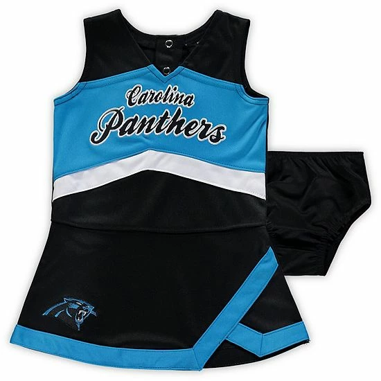 Outerstuff Girls Infant Black/Blue Carolina Panthers Cheer Captain Jumper Dress 4 Outerstuff Girls Infant Black/Blue Carolina Panthers Cheer Captain Jumper Dress - Image 2