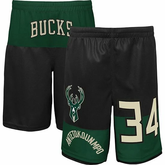 Outerstuff Youth Giannis Antetokounmpo Black Milwaukee Bucks Pandemonium Name & Number Shorts 4 Outerstuff Youth Giannis Antetokounmpo Black Milwaukee Bucks Pandemonium Name & Number Shorts - Image 2