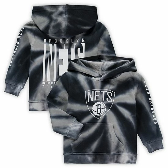 Outerstuff Toddler Black/White Brooklyn Nets Statement Edition Tie-Dye Fleece Pullover Hoodie 4 Outerstuff Toddler Black/White Brooklyn Nets Statement Edition Tie-Dye Fleece Pullover Hoodie - Image 2