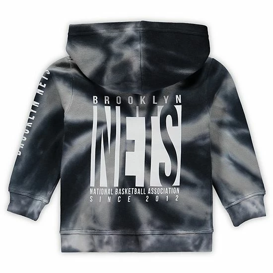 Outerstuff Toddler Black/White Brooklyn Nets Statement Edition Tie-Dye Fleece Pullover Hoodie 6 Outerstuff Toddler Black/White Brooklyn Nets Statement Edition Tie-Dye Fleece Pullover Hoodie - Image 4