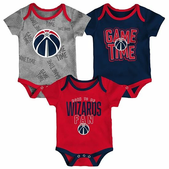 Outerstuff Newborn & Infant Navy/Red/Heathered Gray Washington Wizards 3-Piece Trifecta Bodysuit Set 3 Outerstuff Newborn & Infant Navy/Red/Heathered Gray Washington Wizards 3-Piece Trifecta Bodysuit Set