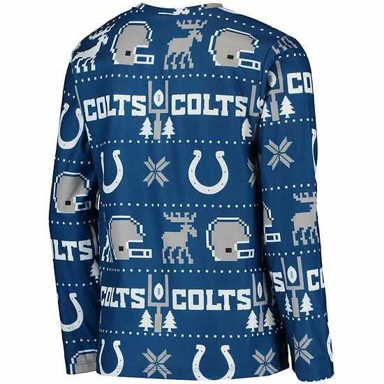 Outerstuff Youth Royal Indianapolis Colts Logo Allover Print Long Sleeve T-Shirt & Pants Holiday Pajamas Sleep Set 6 Outerstuff Youth Royal Indianapolis Colts Logo Allover Print Long Sleeve T-Shirt & Pants Holiday Pajamas Sleep Set - Image 4