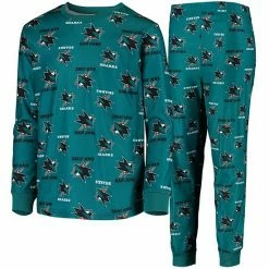 Outerstuff Youth Teal San Jose Sharks Allover Print Long Sleeve T-Shirt And Pants Sleep Set -Outerstuff shop unnamed file 9274