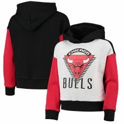 Outerstuff Girls Youth Black Chicago Bulls Let's Get Loud Colorblock Pullover Hoodie
