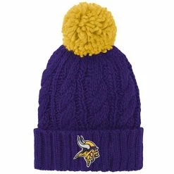 Outerstuff Girls Youth Purple Minnesota Vikings Team Cable Cuffed Knit Hat With Pom